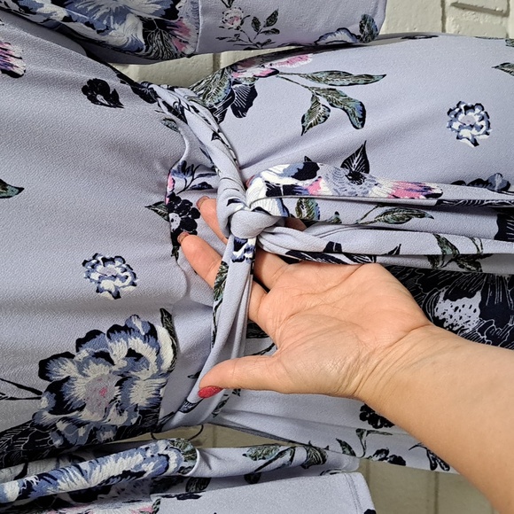 Jessica Simpson Boho Floral Wide Sleeve Tie Back Lined Maxi Dress. Sz Small NWOT - Picture 6 of 11